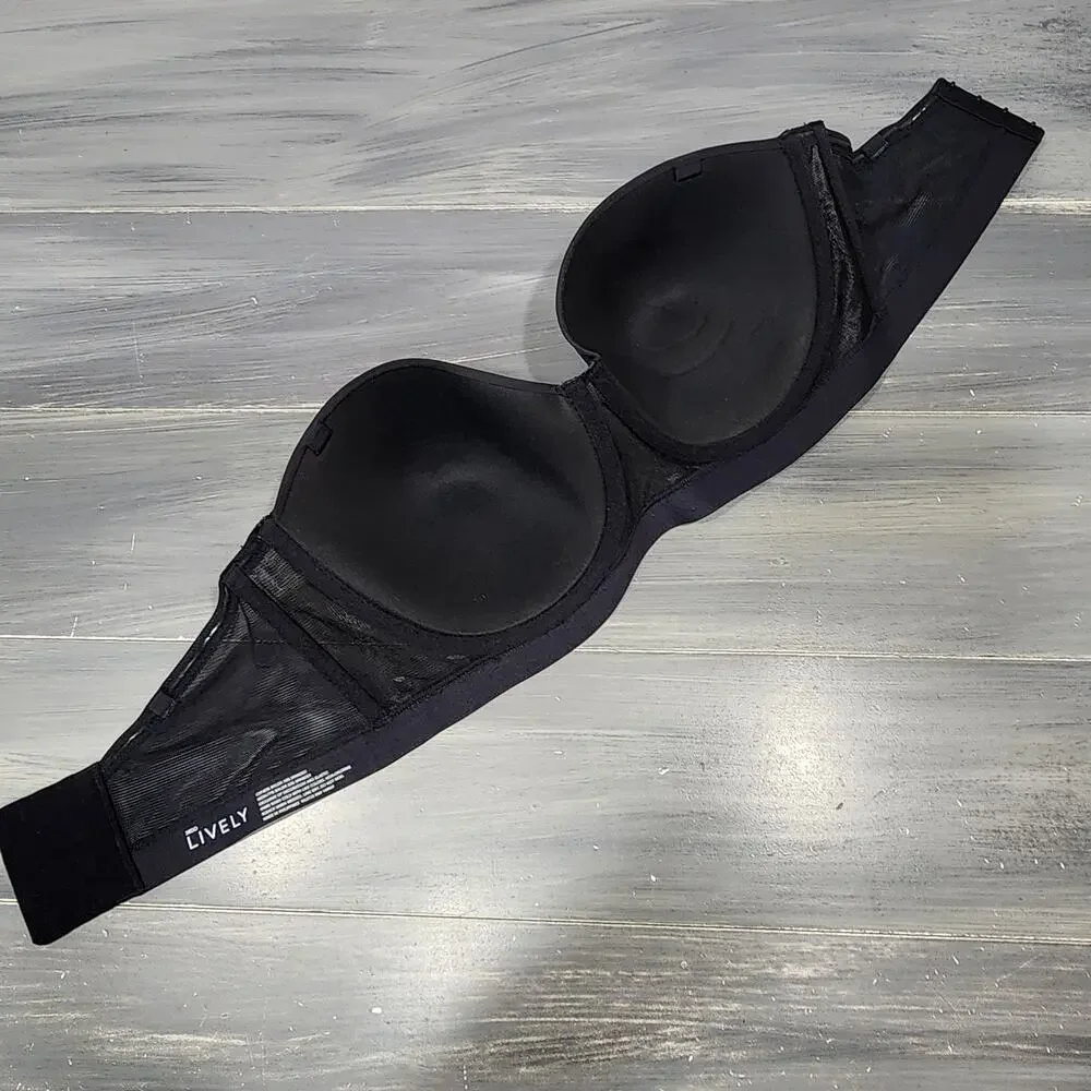 Lively The Smooth Strapless‎ Bra Underwire Lightly Padded 38DD Black